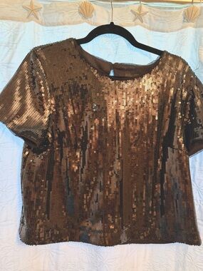 Muse Black Sequin Short-Sleeve Top